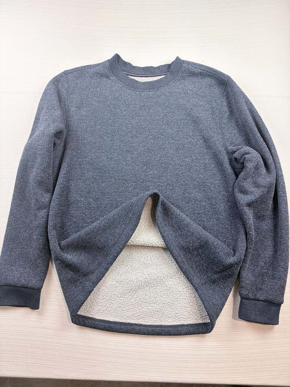 BC Clothing Heritage Fleece Lined Sweater Size L Gray Thermal Pullover